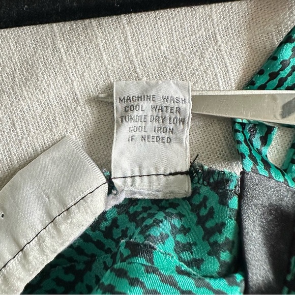 Vintage Body Drama Dress Womens M Green Black Houndstooth Slip 90s Y2k Retro - Picture 8 of 9